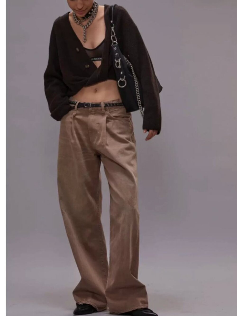 BEST NWT R13 Damon Pleated Jeans - Sawdust Tan Beige